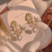 新作   ピアス イヤリング 韓国のフランスの高級真珠セットラインストーンガーランドピアス  ファッション