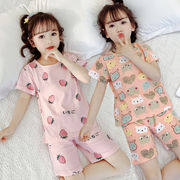 夏の子供用パジャマ、韓国子供服、女の子、半袖、 ホームウェア、2点セット
