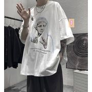 P-2022春夏新作 メンズ 男 カジュアル トップス 半袖 丸首 プリント Tシャツ インナー 3色 M-3XL