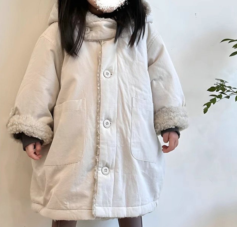 秋冬新作 韓国風 子供服 キッズ アウター フード 裏ボア コート ジャケット 韓国ファッション
