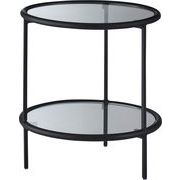 MITASインテリア ラウンドガラステーブル2Dテーブル ブラック HIT-243