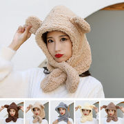 子羊のウールの帽子の女性のスカーフの秋と冬に加えてベルベットの暖かいぬいぐるみの帽子