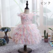 子供ドレス 新作 花柄 ティアードスカート 赤ちゃん 女の子 ベビードレス フォーマル 記念撮影 出産祝い
