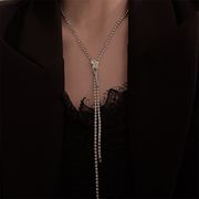 ラインストーンタッセルネックレス ジッパーのデザイン ネックレス ファッションアクセサリー