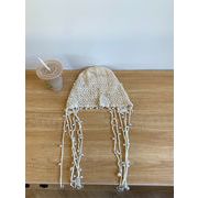 アウトドアシーズン到来 真珠ペンダント 手作り バンチ巻き 綿糸 個性 バケットハット  毛糸帽子