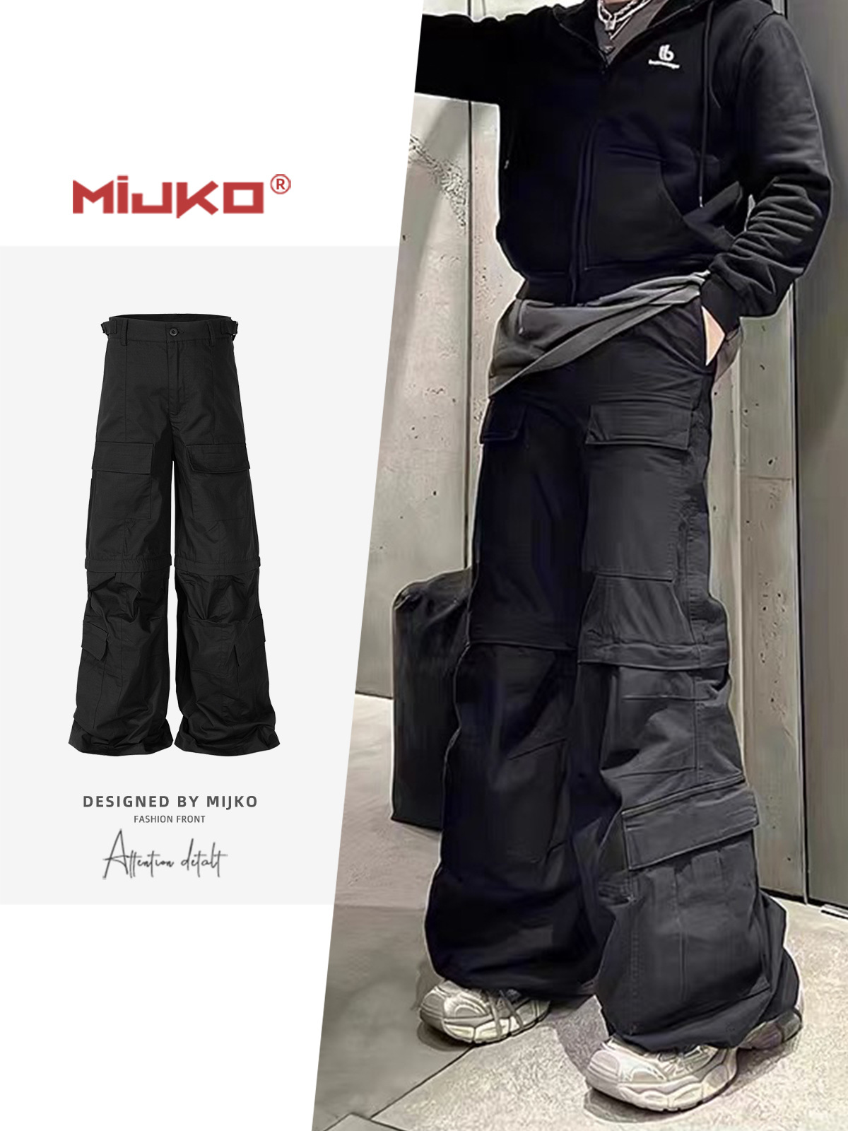 メンズファッション ２way 着用 ワーク風 パンツ 男女兼用 ストリート系 ボトムス 春夏 2024新作★全2色
