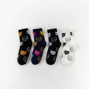 4色  猫柄 靴下 レディースソックス コットンソック  ファッション  カジュアルな 靴下 春秋