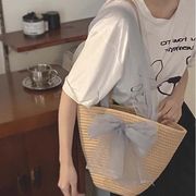 【2024夏新作】韓国風レディース服　夏 トートバッグ　草編み　バッグ　オシャレ　