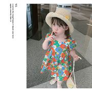 子供服 ワンピース キッズ 女の子 春夏 半袖 花柄ワンピース 韓国子ども服 ジュニア 子供ドレス
