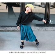 プリーツスカート 子供服 女の子 マキシスカート フレアスカート ウエストゴム 裏地付き 静電気防止