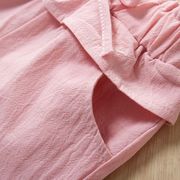 韓国子供服 ２点セット 夏 花柄 シャツ+半ズボン 刺繍 ノースリーブ ショートパンツ セットアップ