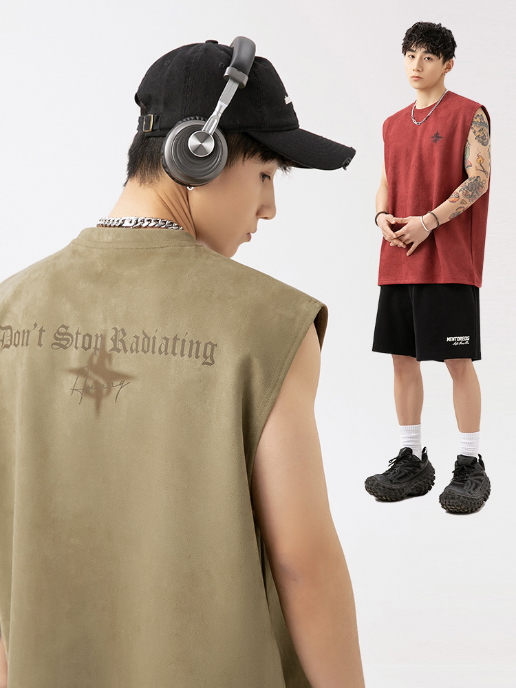 フェイクスエード タンクトップ 3色 袖なし Tシャツ 韓国 nr8963 メンズ ファッション スエード タンクトップ 男女兼用