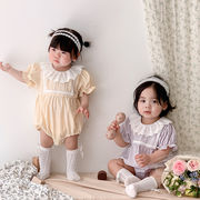 2024夏新作  ベビー服 韓国風子供服  女の子 半袖 連体服 2色  66cm-90cm