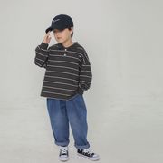 子供服2024年秋新作、ボーイズファッションストライプシャツ、長袖シャツ