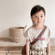 2024年子供服夏の新しいノースリーブTシャツ、子供用韓国版リネンコットン半袖、女の子用Tシャツ