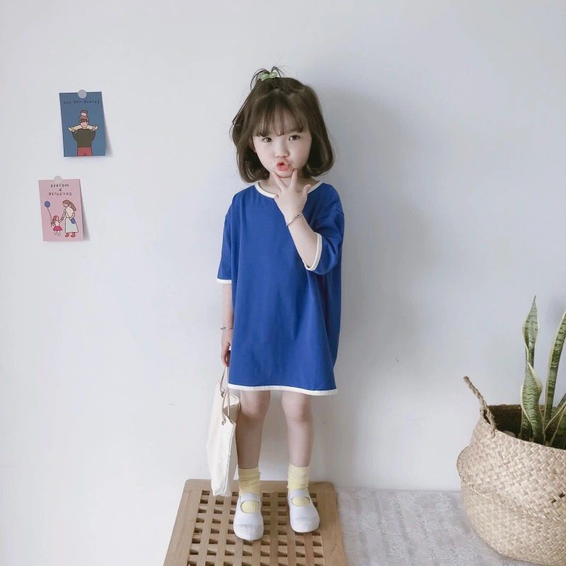 女の子のTシャツドレス 夏服 韓国の子供服 半袖ワンピース
