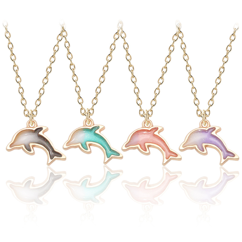 4色 かわいい イルカ ネックレス BFF かわいい 海洋生物 ネックレス イルカアクセサリー