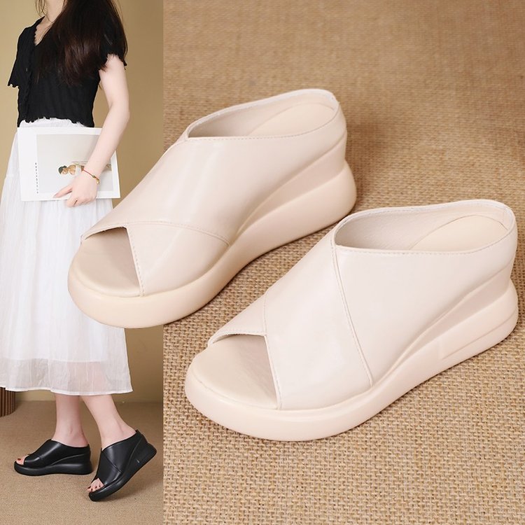 夏新品・厚底ウェッジサンダル・韓国風・女性用靴・サンダル・2色