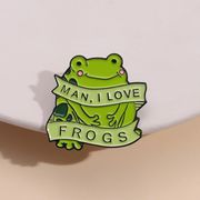 かわいい カエルのブローチ ピン  I LOVE FROGS  蛙 金属ラペルピン バッジブローチ  カエル雑貨