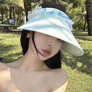サンバイザー　軽量　UVカット　春夏　レディース　韓国ファッション　オシャレ　リボン