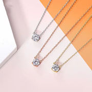 4本のプロング、2カラット、シミュレーションダイヤモンド、女性、シンプルでファッショナブルなネックレス