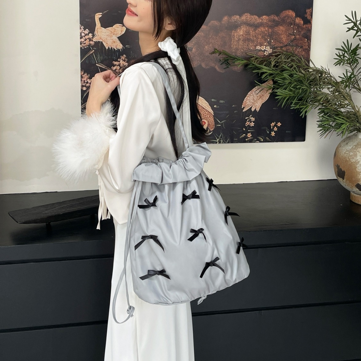 リボントートバッグ 巾着バッグ かわいい 韓国ファッション デザイン