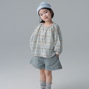 子供服　90~140cm　キッズブラウス ショートパン　セットアップ　韓国キッズ服