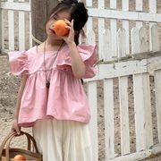 2024夏★韓国風★子供服★ピンクシャツ★トップス★90-140ＣＭ