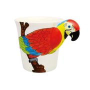 【ワゴンセール・即納】ハンドメイドの3Dな動物マグカップ レッドマカウ コンゴウインコ 鳥