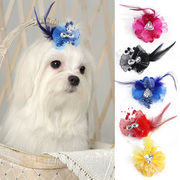 プリンセスフラワーボウパールヘアピン猫と犬のペットの頭飾り