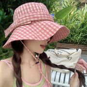 帽子　 チェック柄　UVカット　春夏　レディース　韓国ファッション　オシャレ