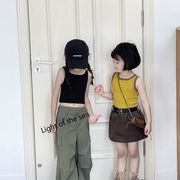 2024夏新作  ベビー服 韓国風子供服  女の子  Tシャツ  トップス  3色 90cm-150cm