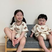 夏新作　2点セット　シャツ　パンツセット　クマ　子供服　キッズ　韓国ファッション　カジュアル
