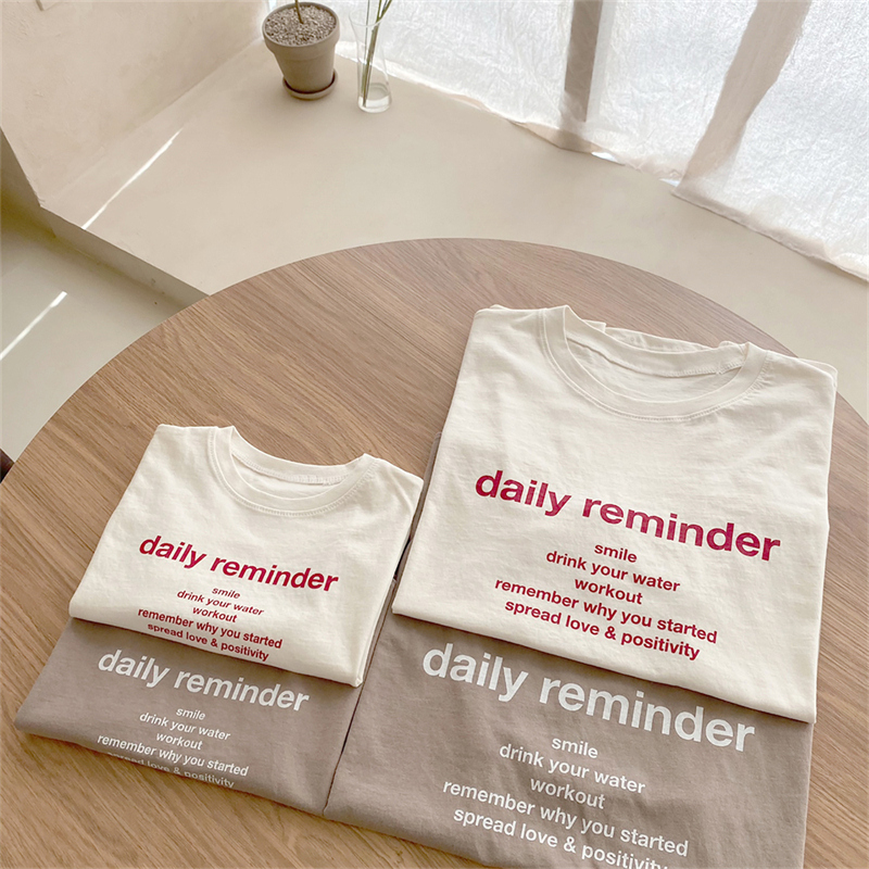 ins　夏新作　子供服　半袖Tシャツ　親子服　カジュアル　トップス　可愛い　英字　プリント　Tシャツ