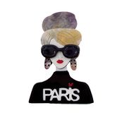 Paris broach パリジェンヌ風 ブローチ PARISロゴ入りタートルを着たレディース