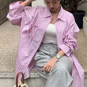 【2024夏新作】韓国風レディース服　夏　ゆったり　シンプル　カジュアル　きれいめ　長袖シャツ