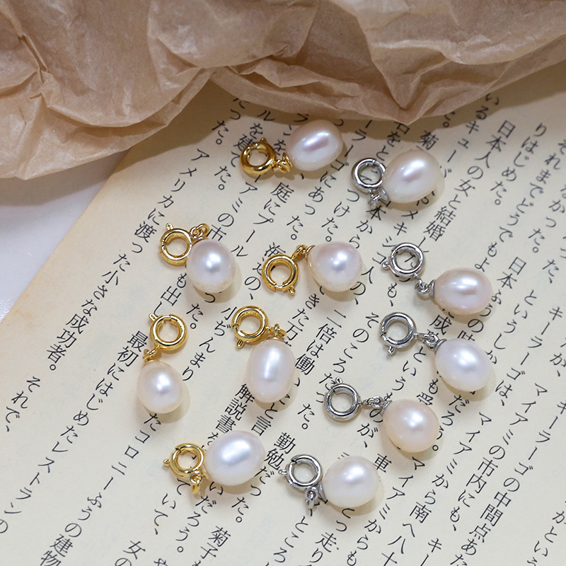 パールチャーム 天然 真珠パーツ ナチュラル 淡水真珠 ホワイト 白 8mm K18ゴールド アクセサリーパーツ