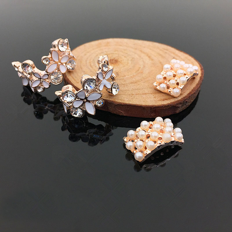 金色 カーブパーツ キラキラ ストーン パール アーチ アクセサリーパーツ ビジュー 花 フラワー ヘアアクセ