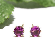 ピアス　ロードライトガーネット　約4mm　突き刺し型　ステンレス　ゴールド　日本製