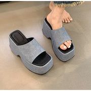 ビーチサンダル ミュール 太いヒール 厚底 厚底靴 プラットフォーム シンプル
