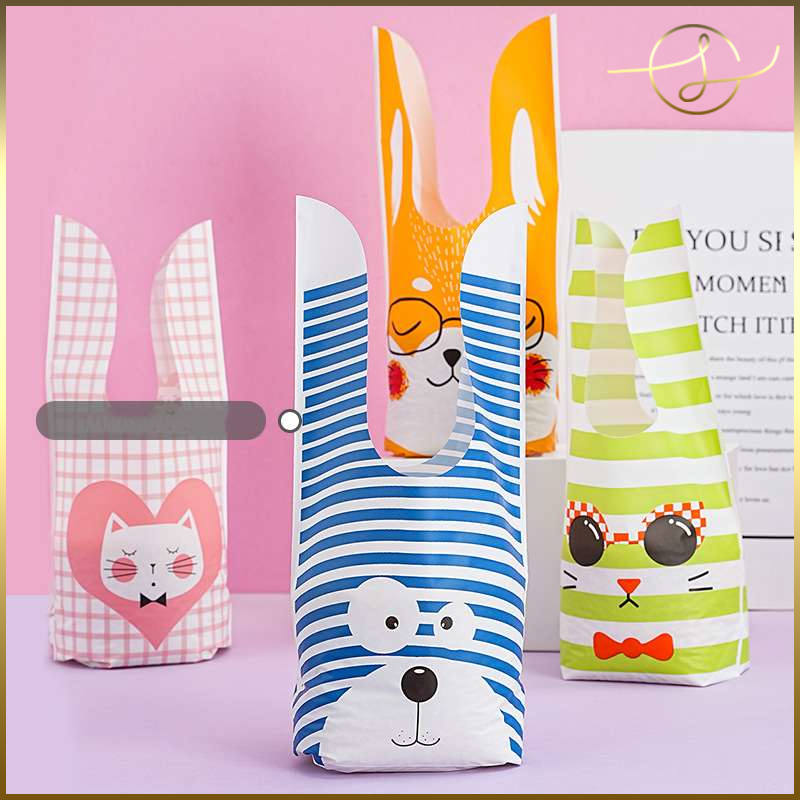 【9種】ウサギ耳ラッピング袋 動物 うさぎ くま マチ付き ギフト袋 クッキー袋 包装 ラッピング用品