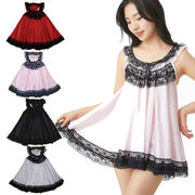 【即納】レーシーフリルベビードール＆Tバックショーツセット