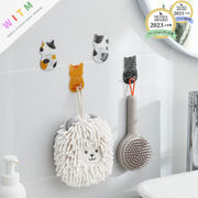 猫 壁掛け 帽子掛け 耐荷重2Kg 粘着 4個セット 浴室使用可能 便利アイテム  キー