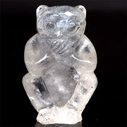彫刻品 水晶 猿 サル 置物 言わ猿 言わざる 天然石