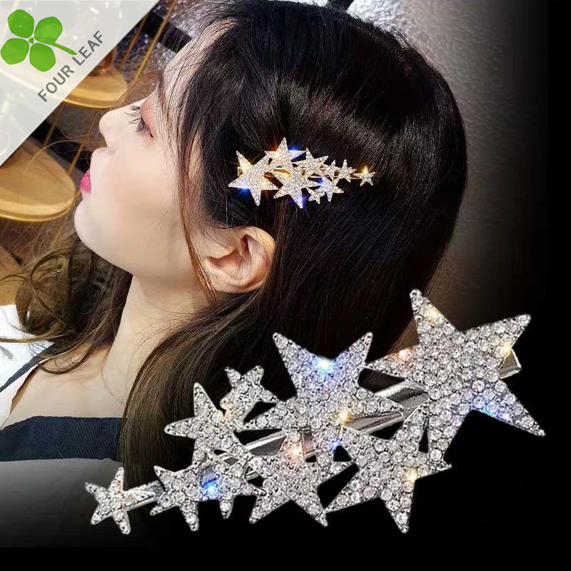 星 ラインストーン ヘアクリップ ヘアピン 髪飾り ヘアアクセサリー 髪