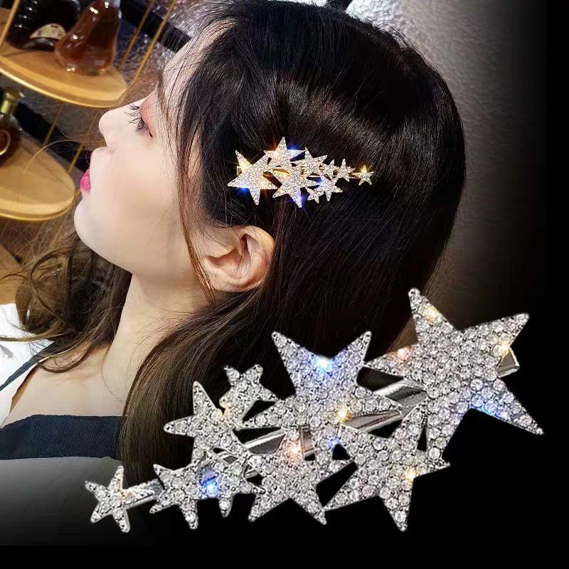 星 ラインストーン ヘアクリップ ヘアピン 髪飾り ヘア