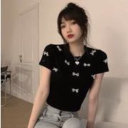 トップス Tシャツ 半袖 スリム ブラウス カットソー