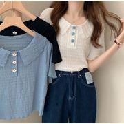 2022春夏新作 トップス 女 レディース 半袖 シャツ ブラウス インナー 4色