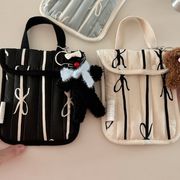 リボン柄ハンドバッグ　ベビー用品収納　ベビーカー掛けポーチ　韓国ベビーグッズ