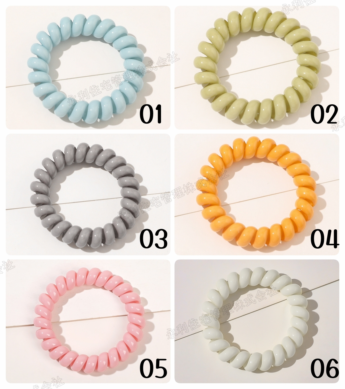 ヘアゴム No.77 全30色】ヘアゴム 髪ゴム 跡がつかない スパイラル シュシュ 電話